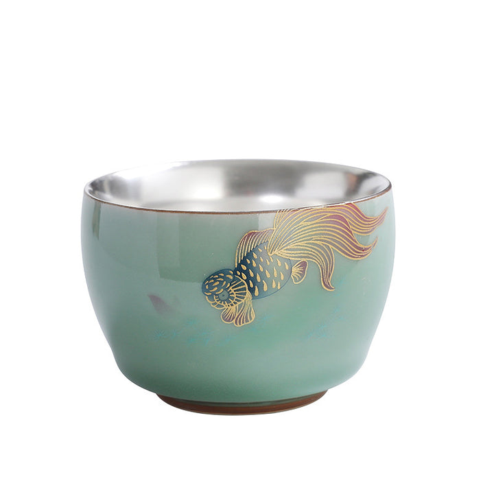 Buddha Stones Butterfly Goldfish Lotus Koi Fish Ceramic Teacup Kung Fu Tea Cup 120ml - image 8