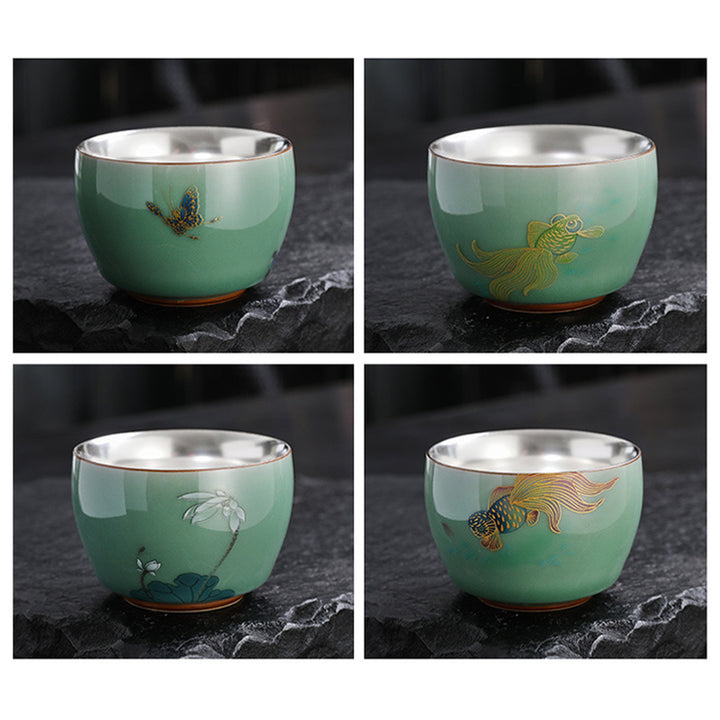 Buddha Stones Butterfly Goldfish Lotus Koi Fish Ceramic Teacup Kung Fu Tea Cup 120ml - image 13
