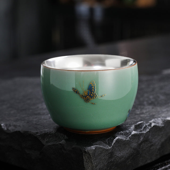 Buddha Stones Butterfly Goldfish Lotus Koi Fish Ceramic Teacup Kung Fu Tea Cup 120ml - image 4
