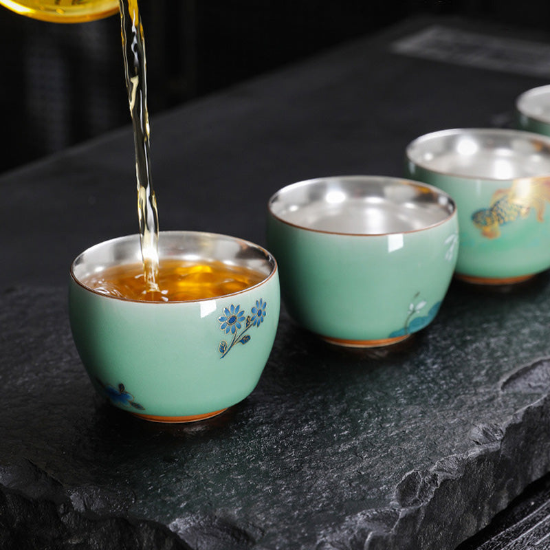 Buddha Stones Butterfly Goldfish Lotus Koi Fish Ceramic Teacup Kung Fu Tea Cup 120ml - image 12