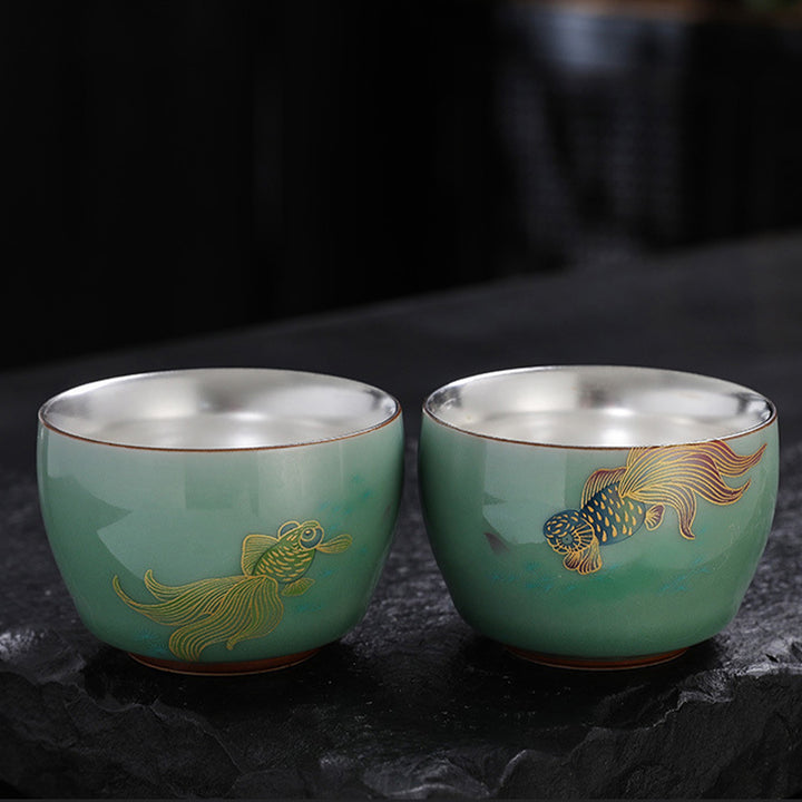 Buddha Stones Butterfly Goldfish Lotus Koi Fish Ceramic Teacup Kung Fu Tea Cup 120ml - image 10