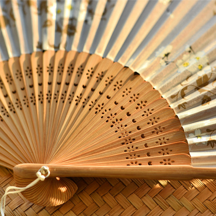 Buddha Stones Cherry Blossoms Sakura Handheld Bamboo Folding Fan 21cm - image 4