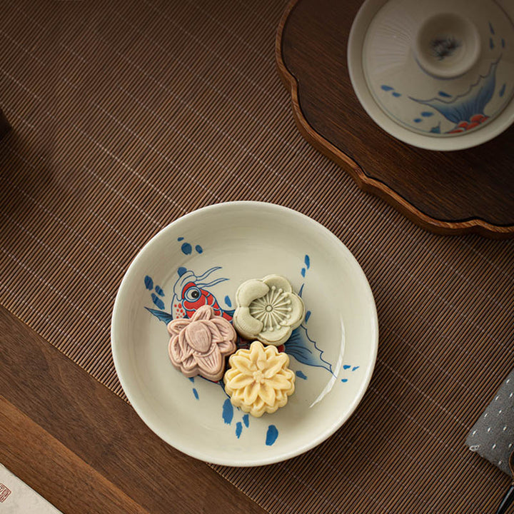 Buddha Stones Koi Fish Arowana Ceramic Gaiwan Sancai Teacup Kung Fu Tea Cup With Lid 130ml - image 15