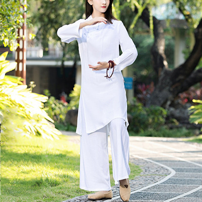 Buddha Stones 2Pcs Plain Long Sleeve Zen Yoga Clothing Meditation Clothing Top Pants Women's Set - image 7