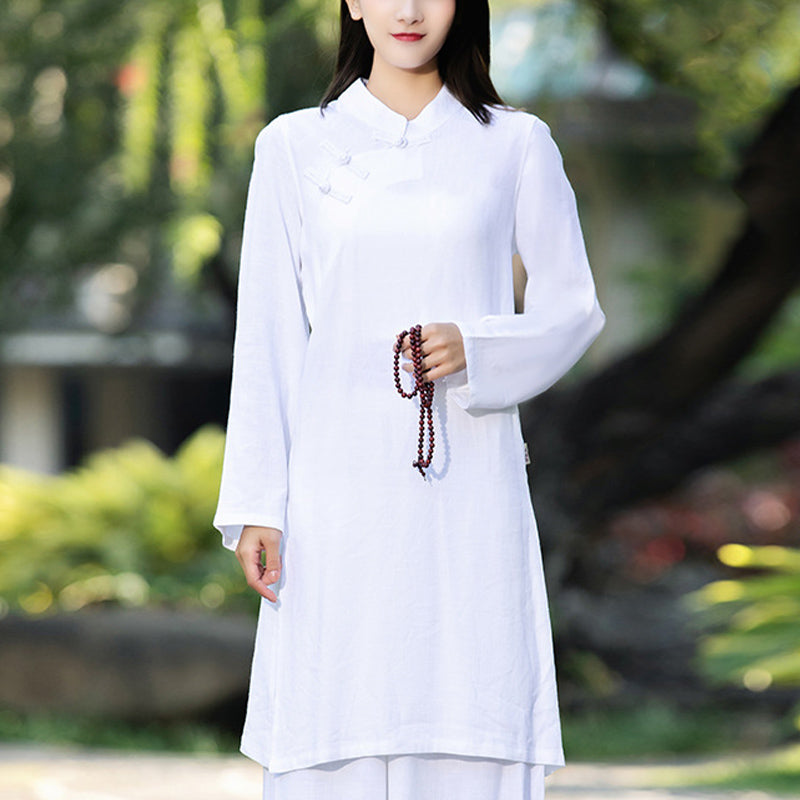Buddha Stones 2Pcs Plain Long Sleeve Zen Yoga Clothing Meditation Clothing Top Pants Women's Set - image 2