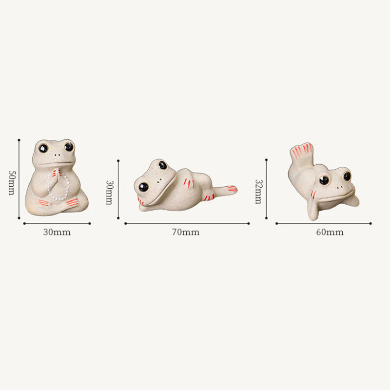 Buddha Stones Mini Small Praying Frog Ceramic Wealth Prosperity Home Tea Pet Figurine Decoration - image 7