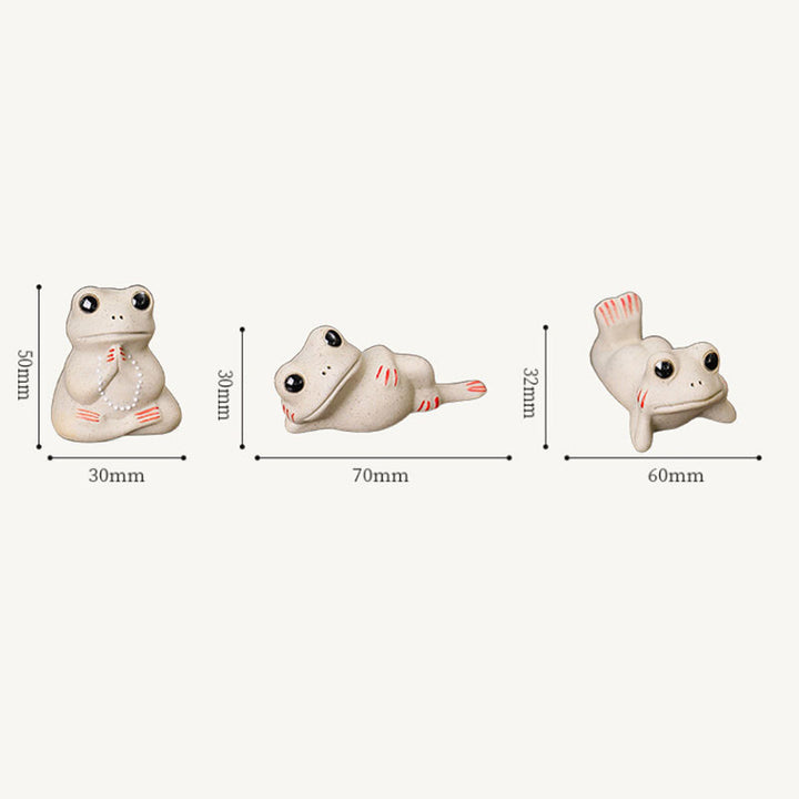 Buddha Stones Mini Small Praying Frog Ceramic Wealth Prosperity Home Tea Pet Figurine Decoration - image 7