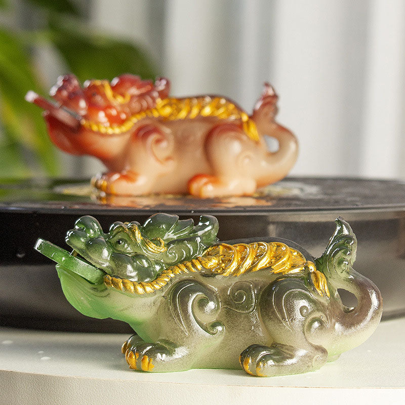 Buddha Stones Color Changing Small PiXiu Copper Coins Resin Tea Pet Wealth Home Figurine Decoration - image 0