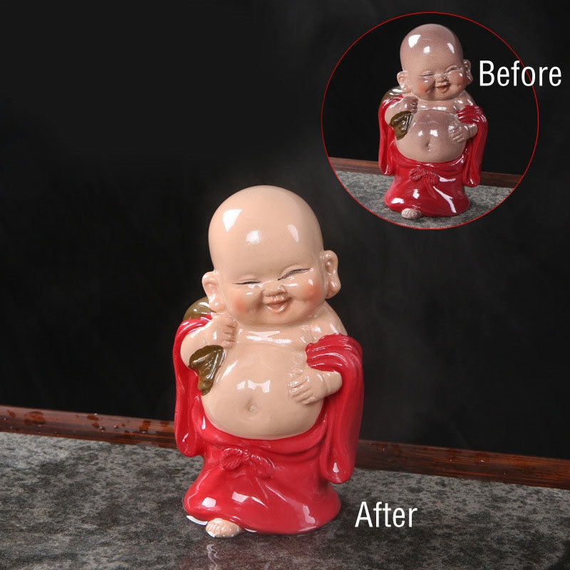 Buddha Stones Color Changing Laughing Buddha Resin Tea Pet Wealth Home Figurine Decoration - Red Laughing Buddha 7*6*11cm - image 14
