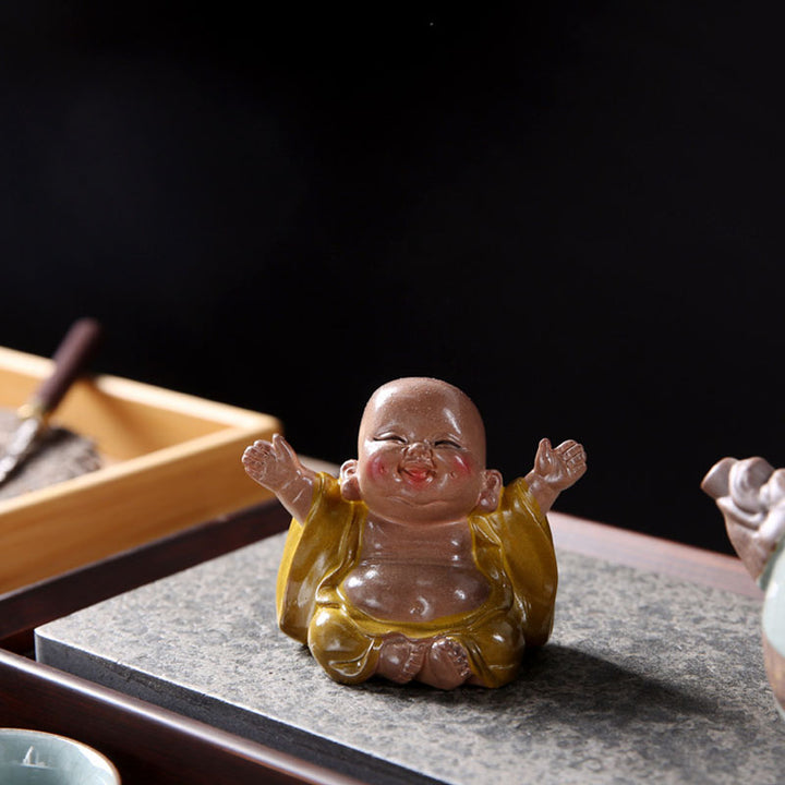 Buddha Stones Color Changing Laughing Buddha Resin Tea Pet Wealth Home Figurine Decoration - image 7