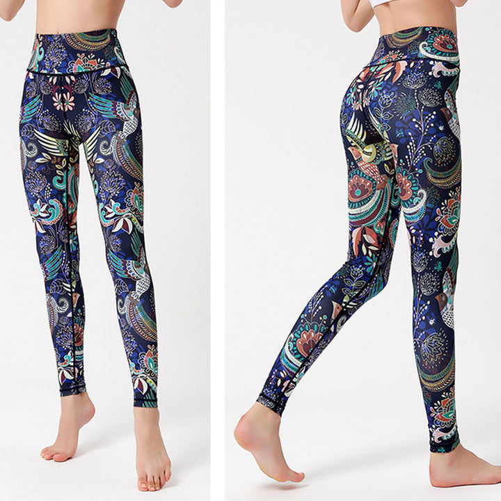 Buddha Stones Flowers Leaves Birds Print Pants Sports Fitness Yoga Dance Leggings Women's Yoga Pants - image 6