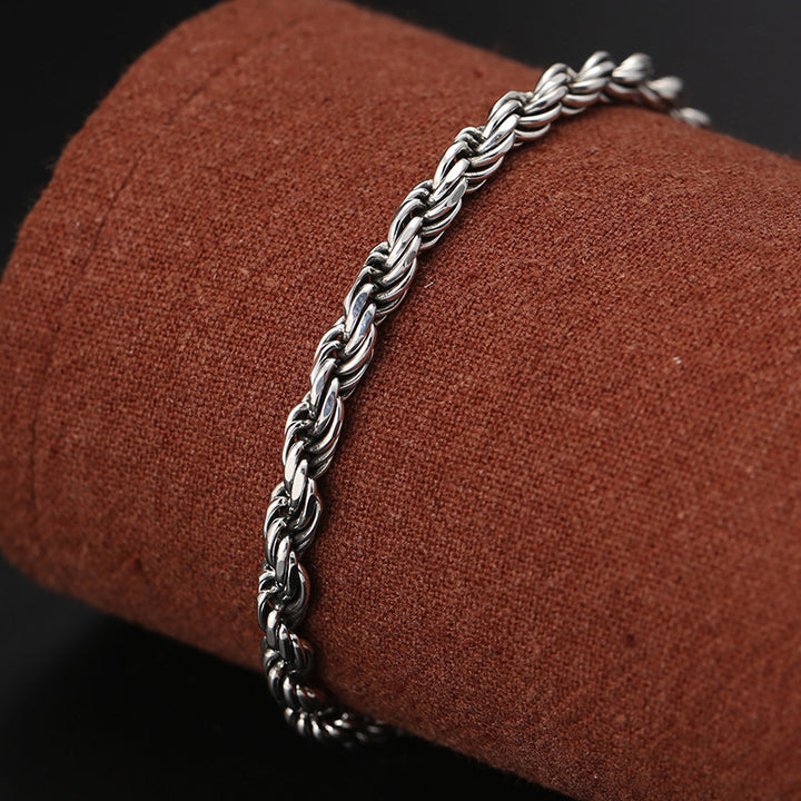 Buddha Stones 925 Sterling Silver Tibet Om Mani Padme Hum Double Dorje Vajra Twisted Design Peace Love Bracelet - image 4