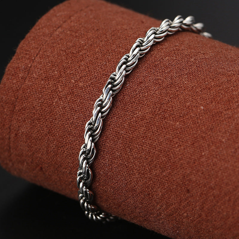 Buddha Stones 925 Sterling Silver Tibet Om Mani Padme Hum Double Dorje Vajra Twisted Design Peace Love Bracelet - image 4