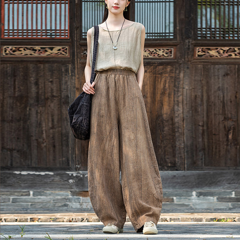 Buddha Stones Ramie Cotton Linen Pants Tie-dye Design Trousers Loose Zen Yoga Women's Pants with Pockets - image 6