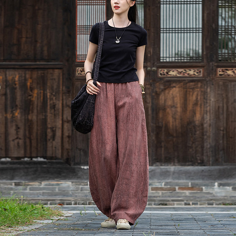 Buddha Stones Ramie Cotton Linen Pants Tie-dye Design Trousers Loose Zen Yoga Women's Pants with Pockets - image 21