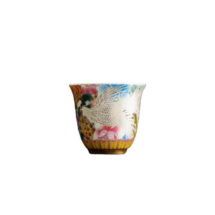 Buddha Stones Dragon Phoenix Flowers Ceramic Teacup Kung Fu Tea Cup 50ml - image 12