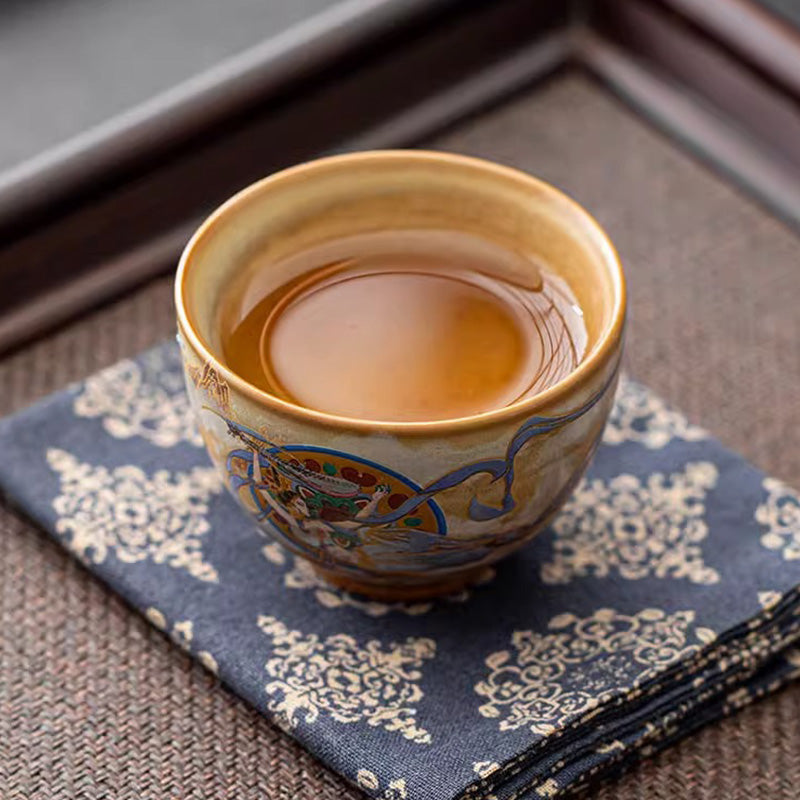 Buddha Stones Dunhuang Flying Apsaras Ceramic Gaiwan Sancai Teacup Kung Fu Tea Cup With Lid - image 17