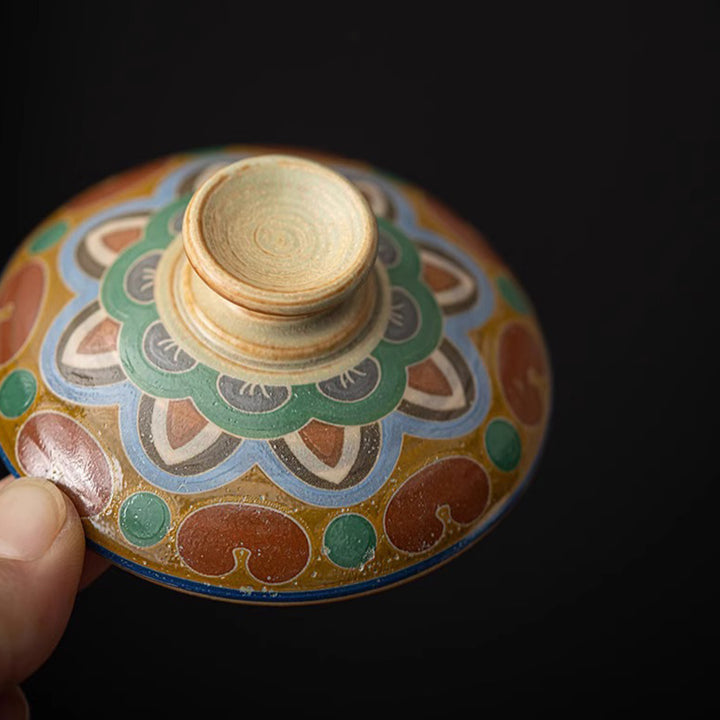 Buddha Stones Dunhuang Flying Apsaras Ceramic Gaiwan Sancai Teacup Kung Fu Tea Cup With Lid - image 4