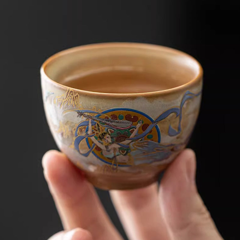 Buddha Stones Dunhuang Flying Apsaras Ceramic Gaiwan Sancai Teacup Kung Fu Tea Cup With Lid - image 13