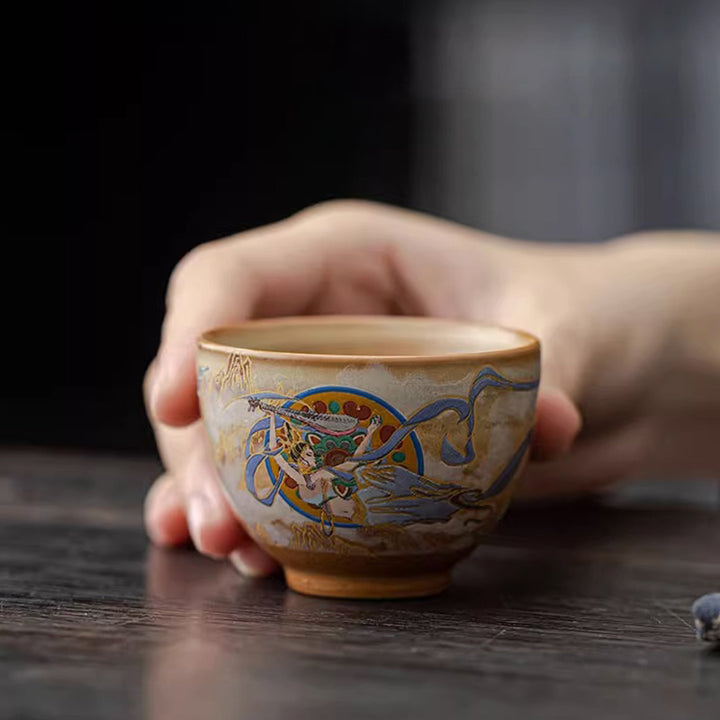 Buddha Stones Dunhuang Flying Apsaras Ceramic Gaiwan Sancai Teacup Kung Fu Tea Cup With Lid - image 14