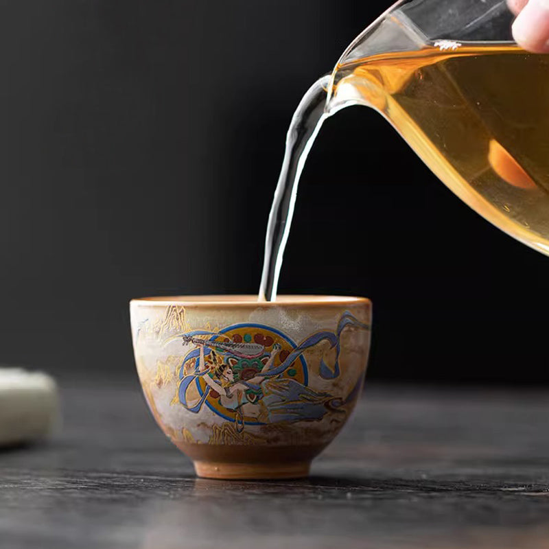 Buddha Stones Dunhuang Flying Apsaras Ceramic Gaiwan Sancai Teacup Kung Fu Tea Cup With Lid - image 15