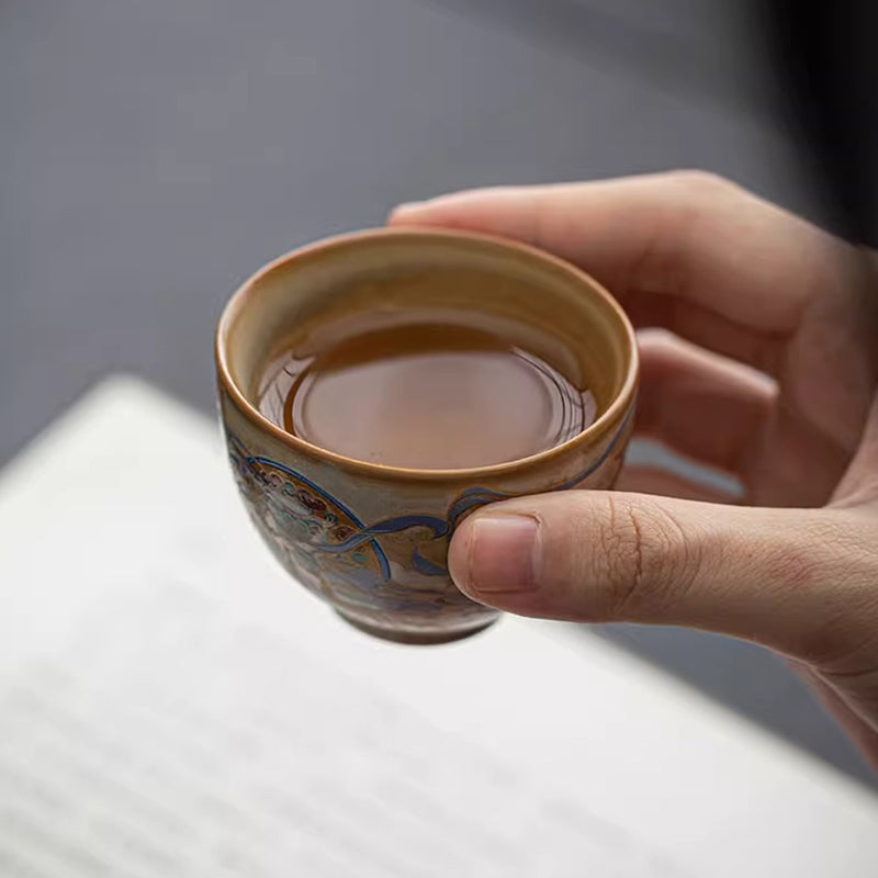Buddha Stones Dunhuang Flying Apsaras Ceramic Gaiwan Sancai Teacup Kung Fu Tea Cup With Lid - image 18