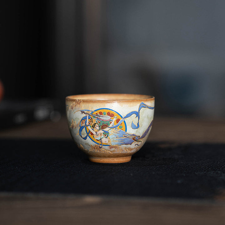 Buddha Stones Dunhuang Flying Apsaras Ceramic Gaiwan Sancai Teacup Kung Fu Tea Cup With Lid - image 19