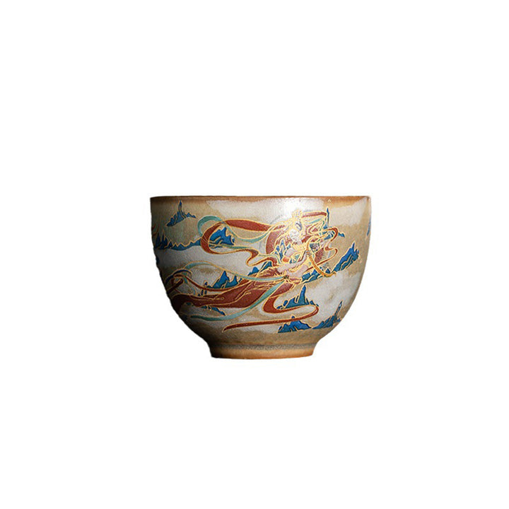 Buddha Stones Dunhuang Flying Apsaras Ceramic Gaiwan Sancai Teacup Kung Fu Tea Cup With Lid - image 24