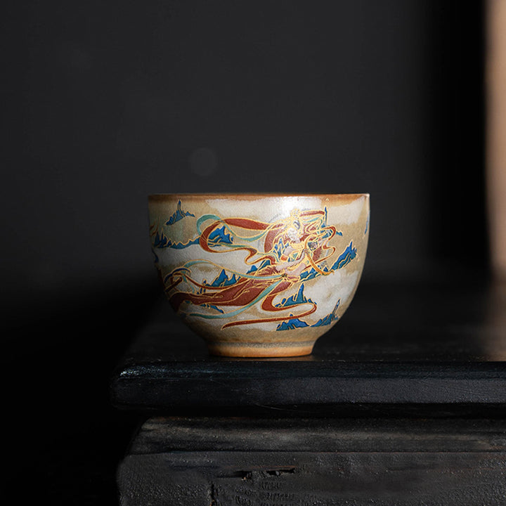 Buddha Stones Dunhuang Flying Apsaras Ceramic Gaiwan Sancai Teacup Kung Fu Tea Cup With Lid - image 20