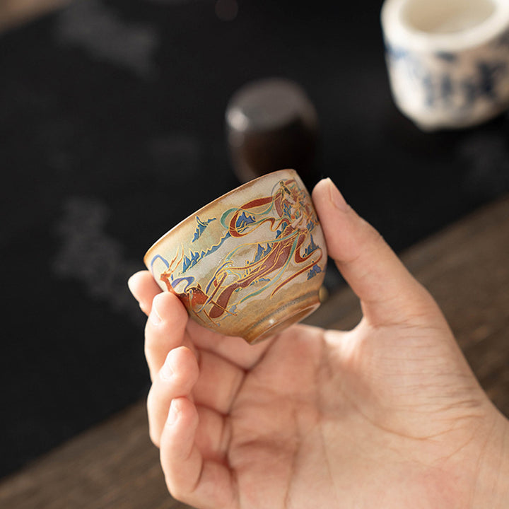 Buddha Stones Dunhuang Flying Apsaras Ceramic Gaiwan Sancai Teacup Kung Fu Tea Cup With Lid - image 21