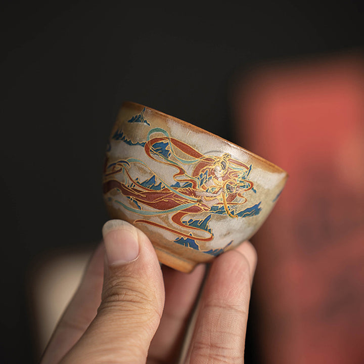 Buddha Stones Dunhuang Flying Apsaras Ceramic Gaiwan Sancai Teacup Kung Fu Tea Cup With Lid - image 23