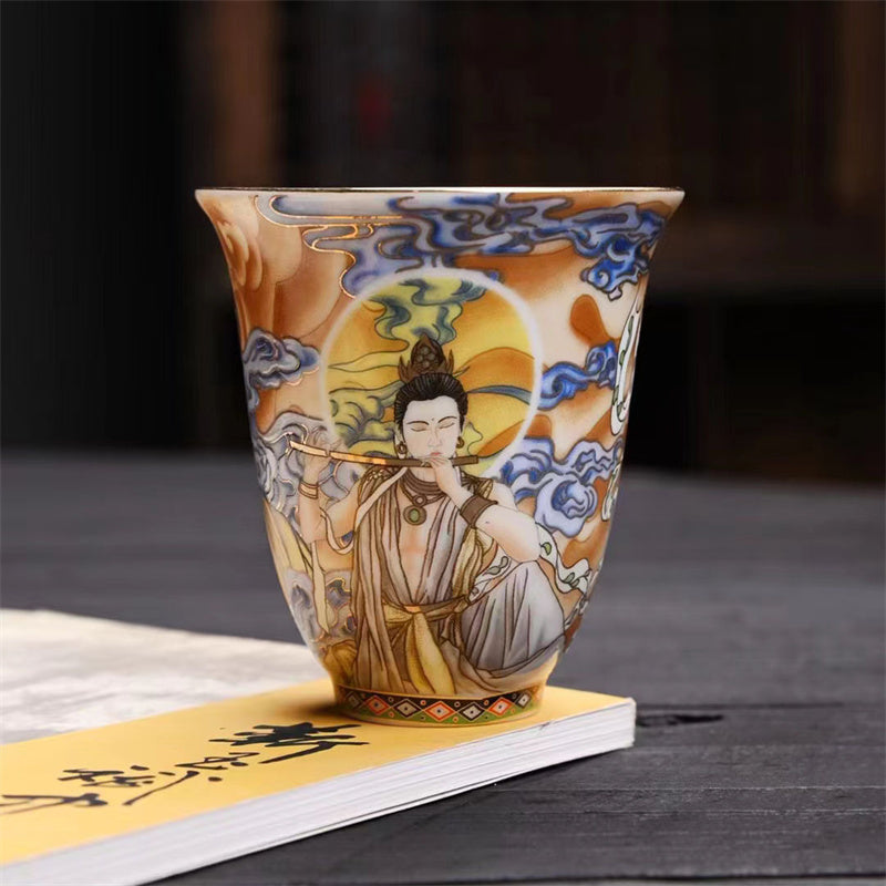 Buddha Stones Dunhuang Color Flying Apsaras Teacup Kung Fu Tea Cup - Dunhuang Color 6.7cm*7.2cm*100ml - image 1