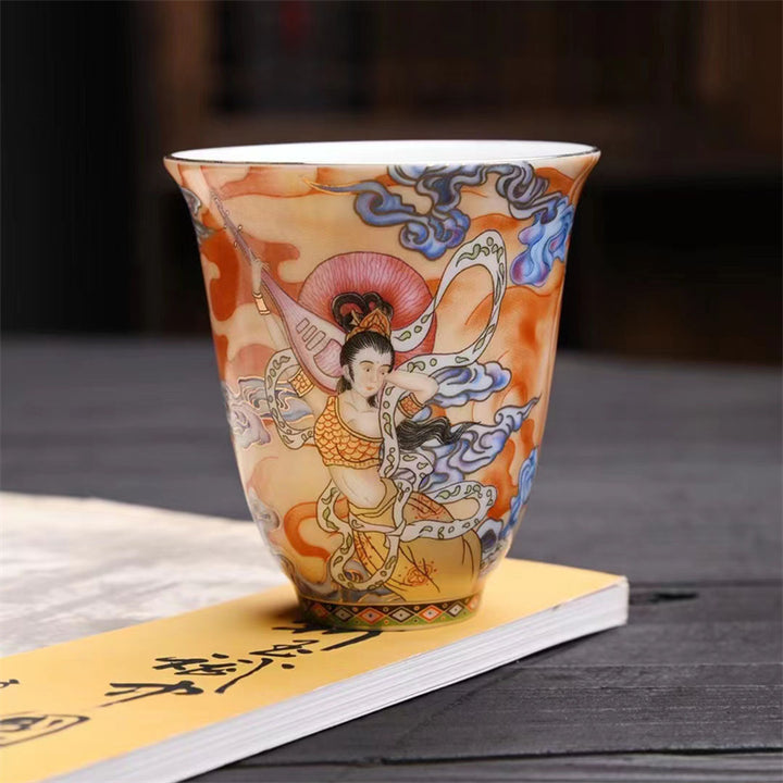 Buddha Stones Dunhuang Color Flying Apsaras Teacup Kung Fu Tea Cup - Dunhuang Flying Apsaras 6.7cm*7.2cm*100ml - image 15