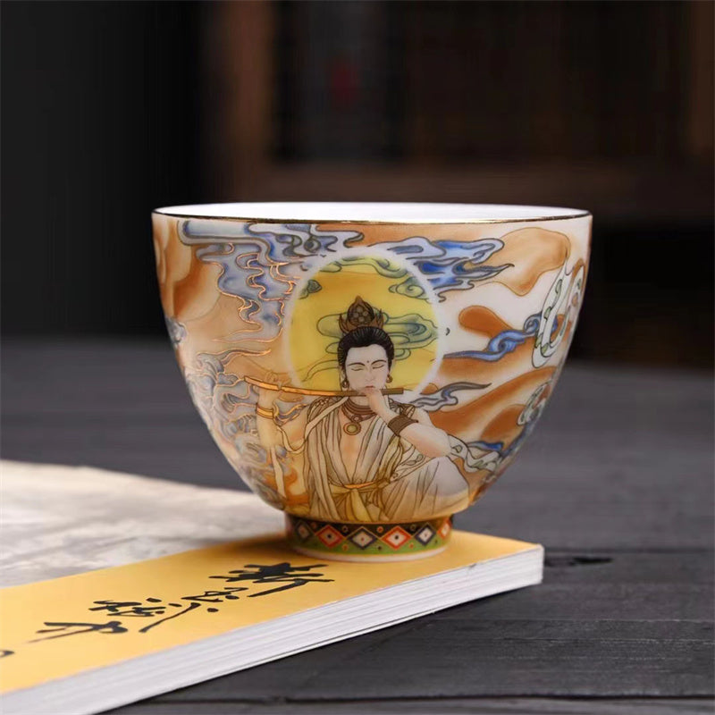 Buddha Stones Dunhuang Color Flying Apsaras Teacup Kung Fu Tea Cup - Dunhuang Flying Apsaras 7.8cm*6cm*120ml - image 18