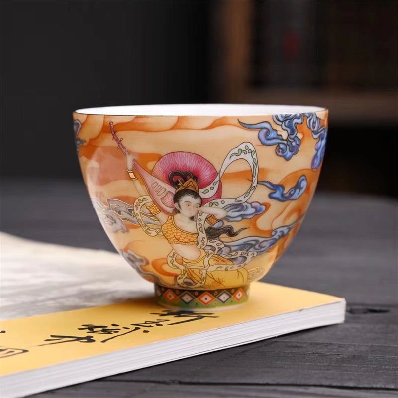 Buddha Stones Dunhuang Color Flying Apsaras Teacup Kung Fu Tea Cup - image 19