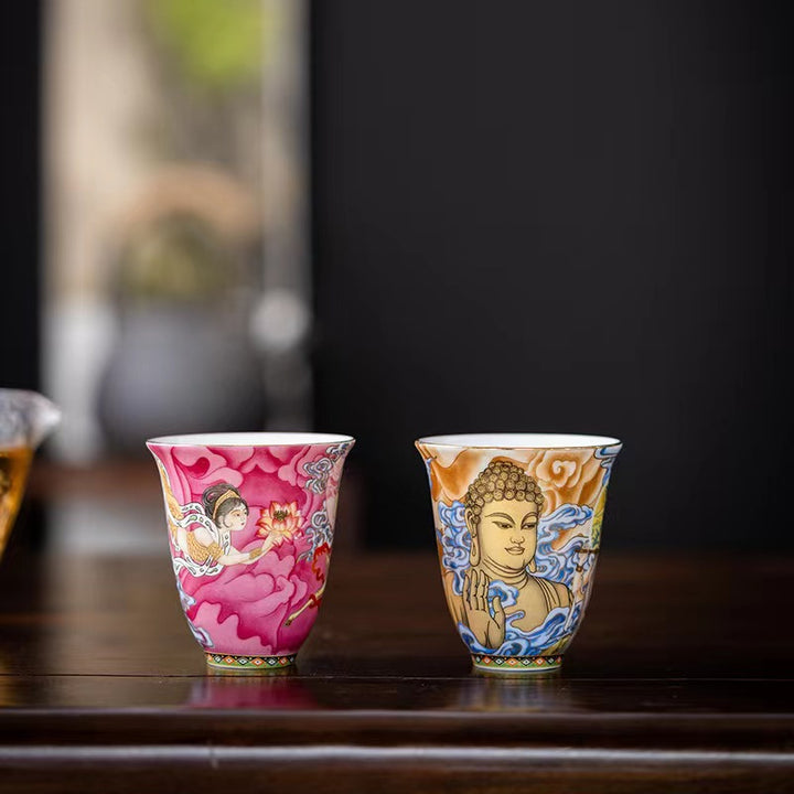 Buddha Stones Dunhuang Color Flying Apsaras Teacup Kung Fu Tea Cup - image 13