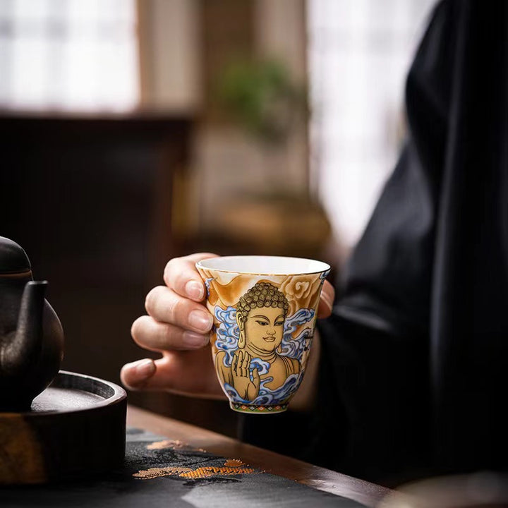 Buddha Stones Dunhuang Color Flying Apsaras Teacup Kung Fu Tea Cup - image 2