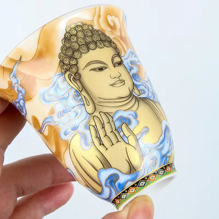 Buddha Stones Dunhuang Color Flying Apsaras Teacup Kung Fu Tea Cup - image 9