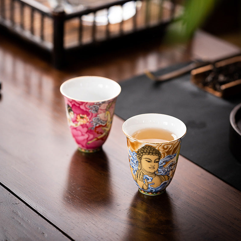 Buddha Stones Dunhuang Color Flying Apsaras Teacup Kung Fu Tea Cup - image 14