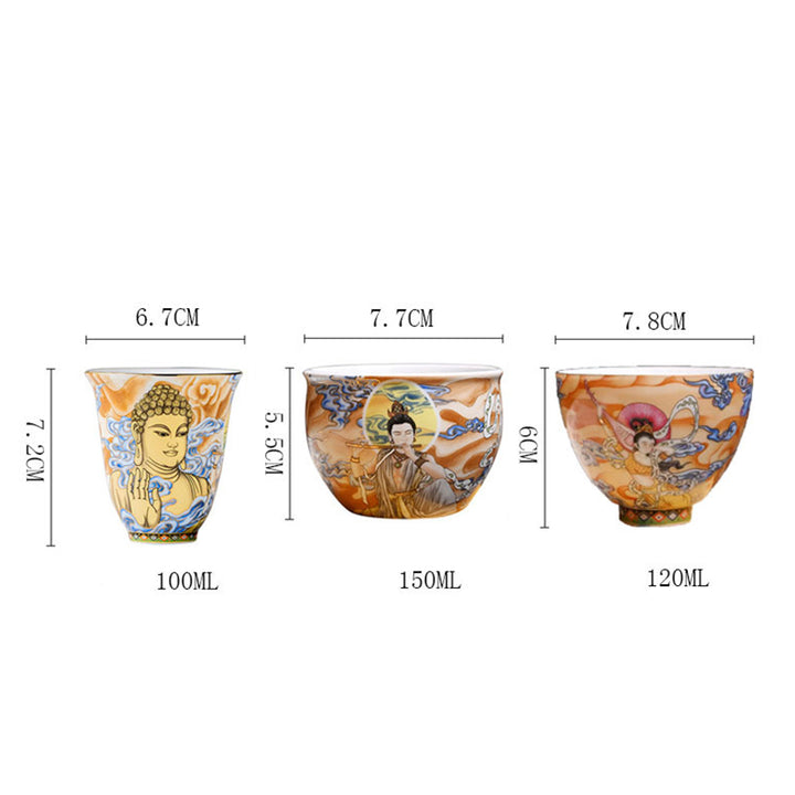 Buddha Stones Dunhuang Color Flying Apsaras Teacup Kung Fu Tea Cup - image 20
