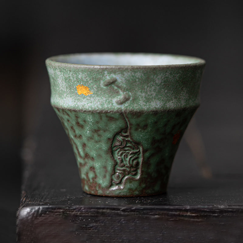 Buddha Stones Small Vintage Style Ceramic Teacup Kung Fu Tea Cup 50ml - Green 5.6cm*4.7cm*50ml - image 1