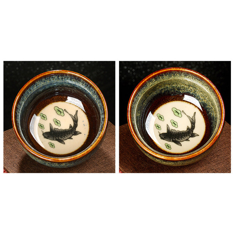 Buddha Stones Lotus Dragon Phoenix Koi Fish Chinese Jianzhan Ceramic Teacup Kung Fu Tea Cup 110ml - image 19