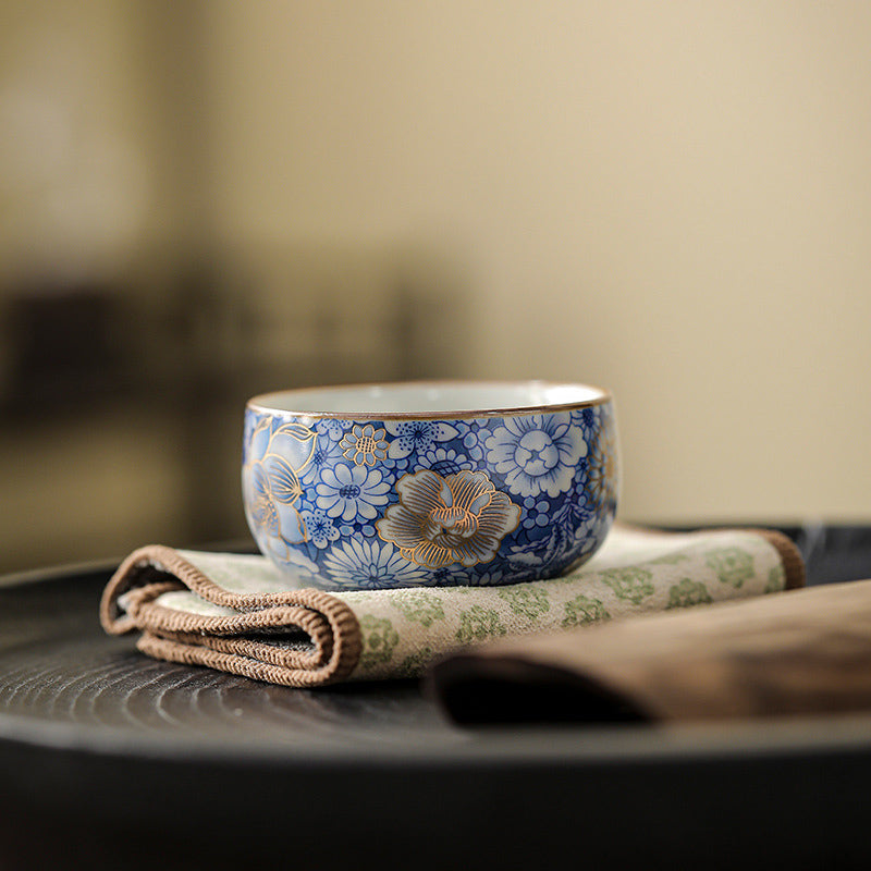 Buddha Stones Lotus Chrysanthemum Plum Blossom Flower Teacup Kung Fu Tea Cup Teapot - Cup 4cm*6.5cm*55ml - image 0