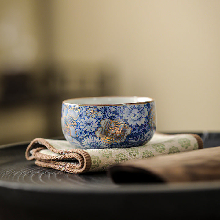 Buddha Stones Lotus Chrysanthemum Plum Blossom Flower Teacup Kung Fu Tea Cup Teapot - Cup 4cm*6.5cm*55ml - image 0
