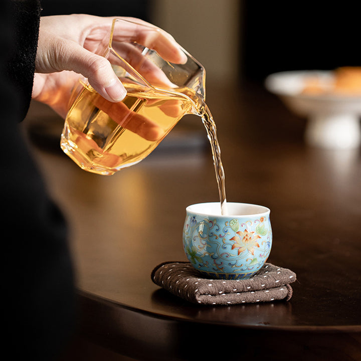 Buddha Stones Lotus Flower Pod Pattern Ceramic Teacup Kung Fu Tea Cup 80ml - image 9