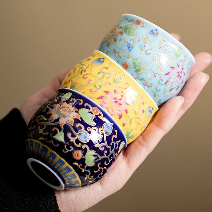 Buddha Stones Lotus Flower Pod Pattern Ceramic Teacup Kung Fu Tea Cup 80ml - image 12