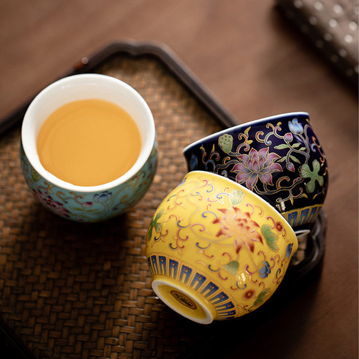 Buddha Stones Lotus Flower Pod Pattern Ceramic Teacup Kung Fu Tea Cup 80ml - image 11