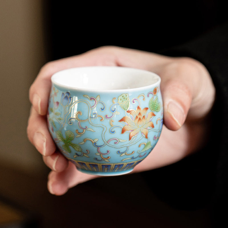 Buddha Stones Lotus Flower Pod Pattern Ceramic Teacup Kung Fu Tea Cup 80ml - image 8