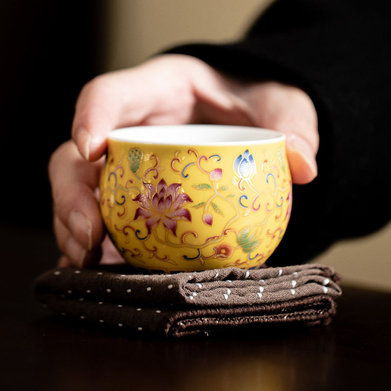 Buddha Stones Lotus Flower Pod Pattern Ceramic Teacup Kung Fu Tea Cup 80ml - image 2