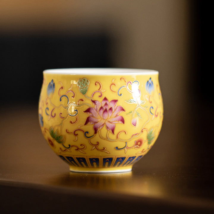 Buddha Stones Lotus Flower Pod Pattern Ceramic Teacup Kung Fu Tea Cup 80ml - image 3